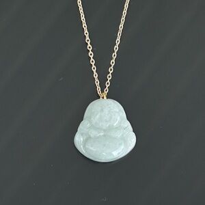 Happy Laughing Buddha Antique Vintage NATURAL JADE Pendant